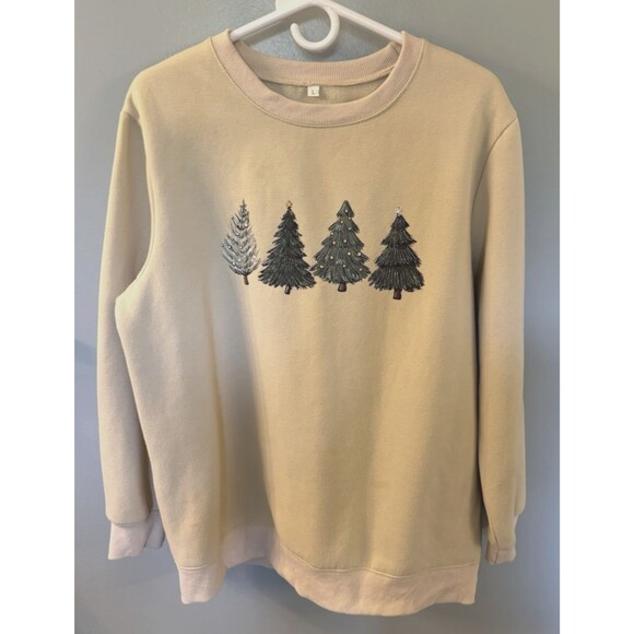 Unbranded Tops - Women’s Winter Tree Design Sweatshirt  Tan  Size L